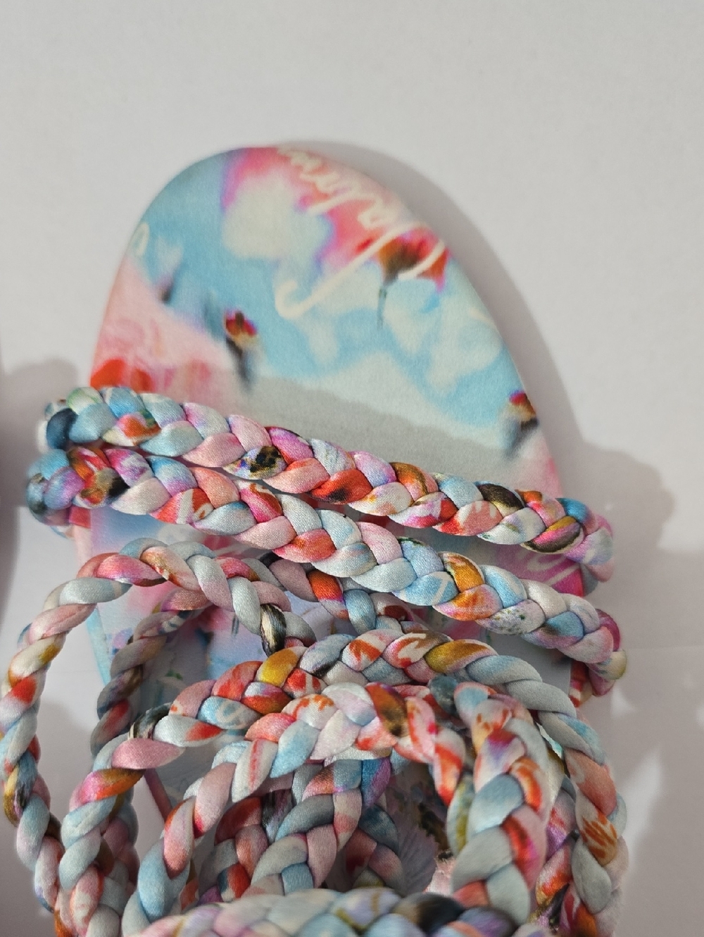 CHRISTIAN LOUBOUTIN MARYAM Multicolor Satin Braided Lace Up Sandals - Picture 8 of 16